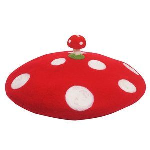 Mushroom Beret With Little Mushroom Cosplay Handmade Wool Felt Vintage Artist🦖